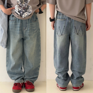 儿童休闲长裤 男童女童柔软百搭牛仔裤 子7950 26春夏新款 爱木橦童装