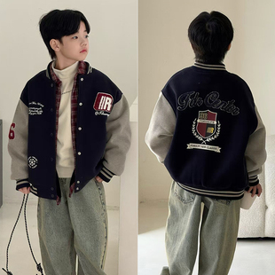 大E小e童装2025冬季新款男童女童棉服儿童美式加棉加厚棒球服3770