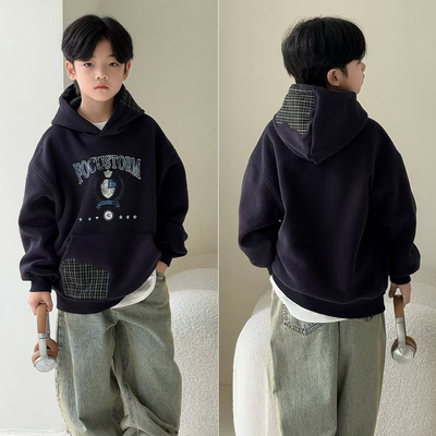 大E小e衣儿童一体绒加绒连帽卫衣