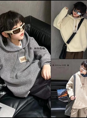 大E小e童装秋冬新款男童女童连帽毛衣儿童针织套头衫潮26615