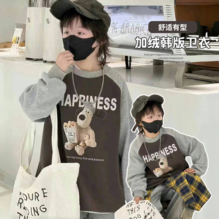 嗨大E小e童装 儿童卡通加绒加厚一体绒卫衣5275 秋冬男童女童新款