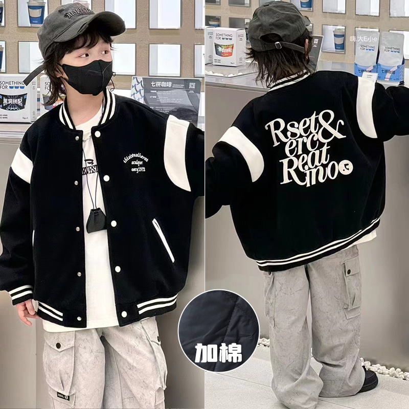 嗨大E小e刺绣加棉加厚棒球服棉服