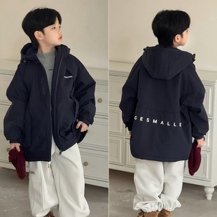 男童女童冲锋衣夹棉外套儿童时尚 新款 棉服892 2025冬季 大E小e童装