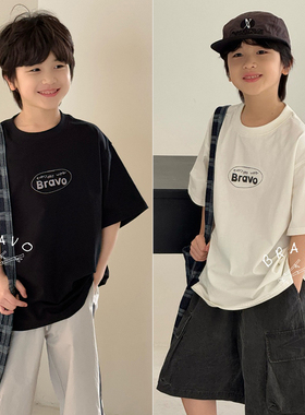 布芮欧童装夏装新款男童女童韩版短袖上衣儿童抗菌凉感T恤16167