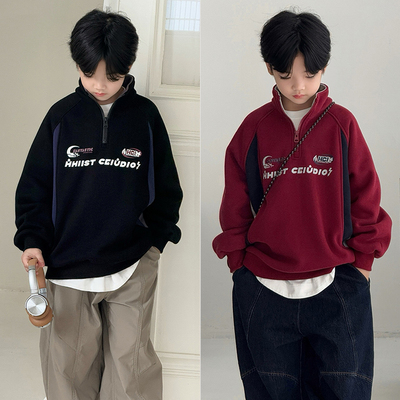 大E小e中大童立领酷帅加绒卫衣潮