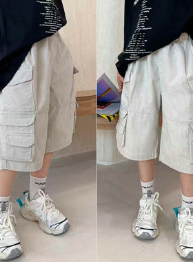 大E小e夏装新款男童女童帅气百搭超薄中裤儿童裤子工装裤66821