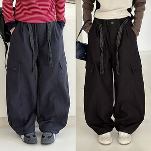 阳光爱橦2025冬季新款童装裤子男童女童弯刀裤儿童加绒工装裤5116