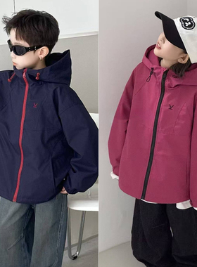 牛哆哆儿童冲锋衣25秋装新款童装男童女童撞色连帽外套夹克69138
