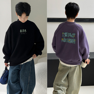 男童女童保暖上衣儿童潮流加厚加绒卫衣5090 新款 大E小e童装 25冬季