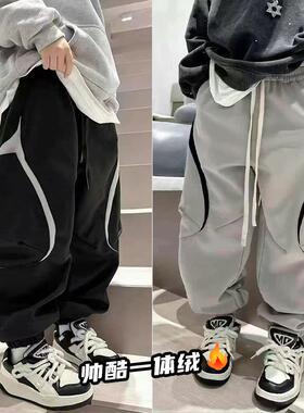 嗨大E小e童装冬装新款男童束脚一体绒结构工装裤儿童裤子37180