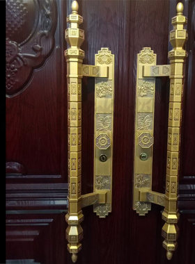 冰枫锌合金双开门大门铜门拉手 欧式别墅大拉手古铜防盗把手长款