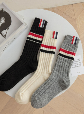 YouSocks秋冬加厚tb三条杠袜子韩版潮袜网红外穿jk女生显瘦长袜子