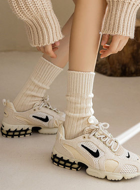 NicKsock原生棉中筒粗线长袜短袜子全棉素色潮搭简约中筒袜