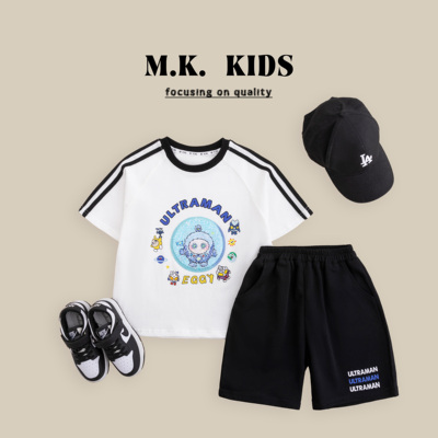 童装男童中大童儿童短袖T恤套装两件套夏季2024新款时尚XK80620