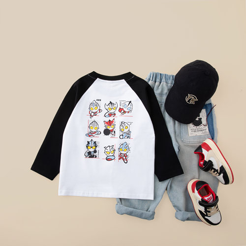 儿童春款长袖T恤2025新款男童春秋潮流插肩袖上衣BC5046华子童装