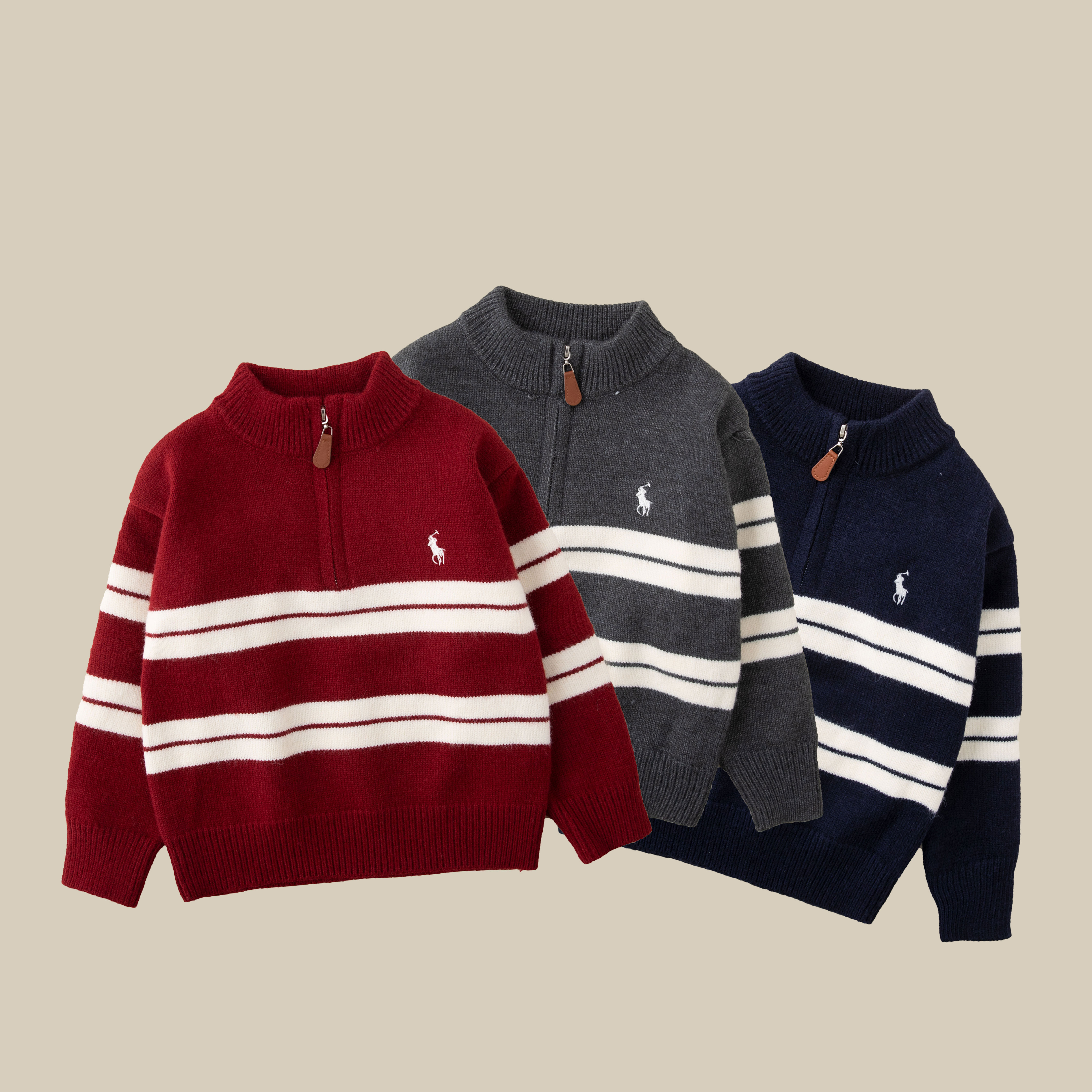 儿童毛衣2025新款男童冬款潮流加厚半高领针织上衣BD2657华子童装