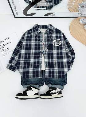 儿童衬衫长袖2025新款秋装男童秋冬上衣洋气HZ25713