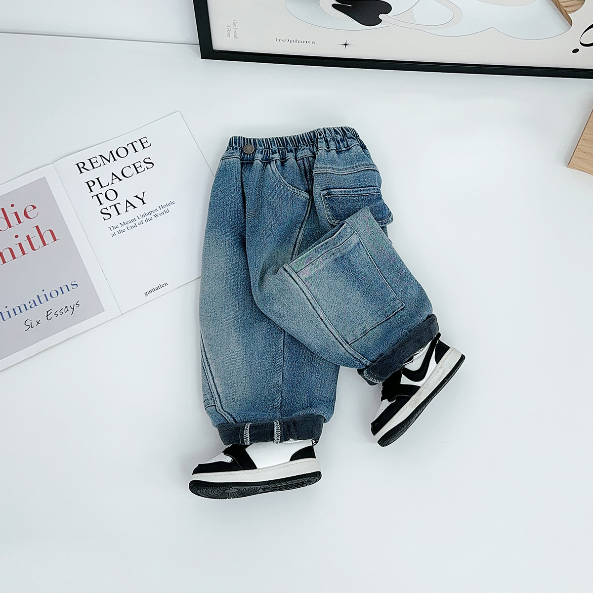 男童冬季牛仔裤加绒裤子儿童2025新款秋冬装潮 JH127