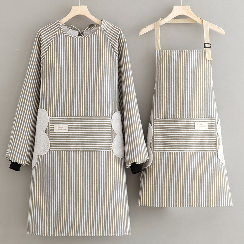 围裙厨房家用长袖棉麻防油防污专用工作服时尚定制logo文字图案