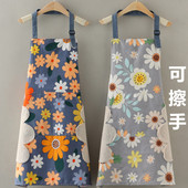 擦手防水围腰家用工作服厨房女时尚 做饭围裙小清新纯棉帆布工作服