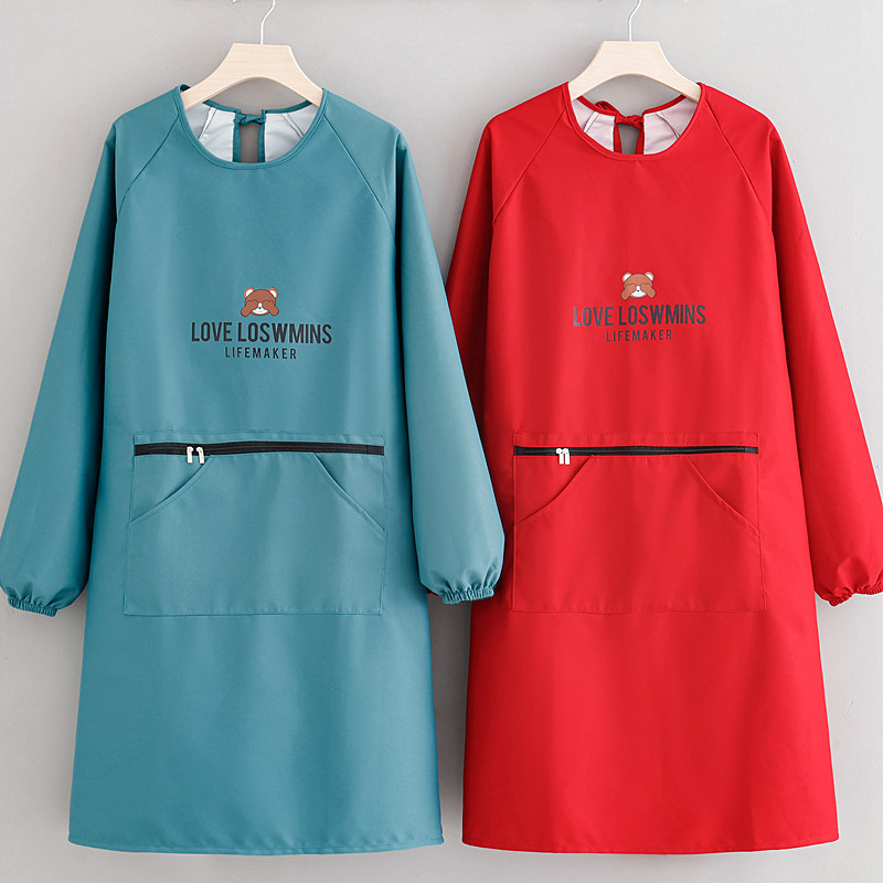 防水罩衣口袋拉链清洁防油污反穿衣厨房家用中长款围裙耐脏耐磨,家庭/个人清洁工具,围裙,淘宝优惠券,粉丝福利购,淘宝优惠卷