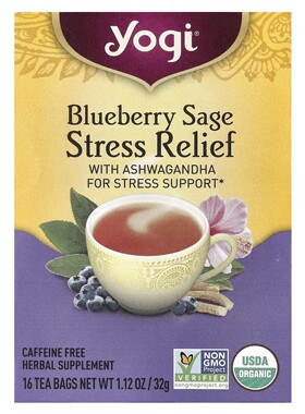 美国Yogi Tea减压茶蓝莓鼠尾草无咖啡萃取16茶包南非醉茄缓解压力