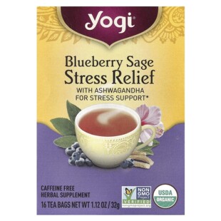 美国Yogi Tea减压茶蓝莓鼠尾草无咖啡萃取16茶包南非醉茄缓解压力