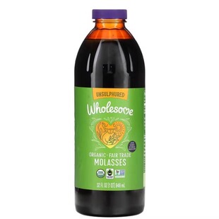 美国Wholesome 有机浓郁黑糖蜜未硫化无麸质富含维生素B6钾钙和铁