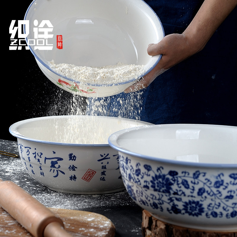 老式厨房和面家用盆陶瓷和面盆大号带盖陶带盖搪瓷瓷盆揉面盆子瓷,餐饮具,盆,淘宝优惠券,粉丝福利购,淘宝优惠卷