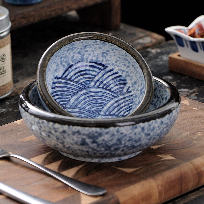 日式青海波陶瓷钵钵汤碗面碗多用沙拉厚边餐具小号商用水果沙拉碗