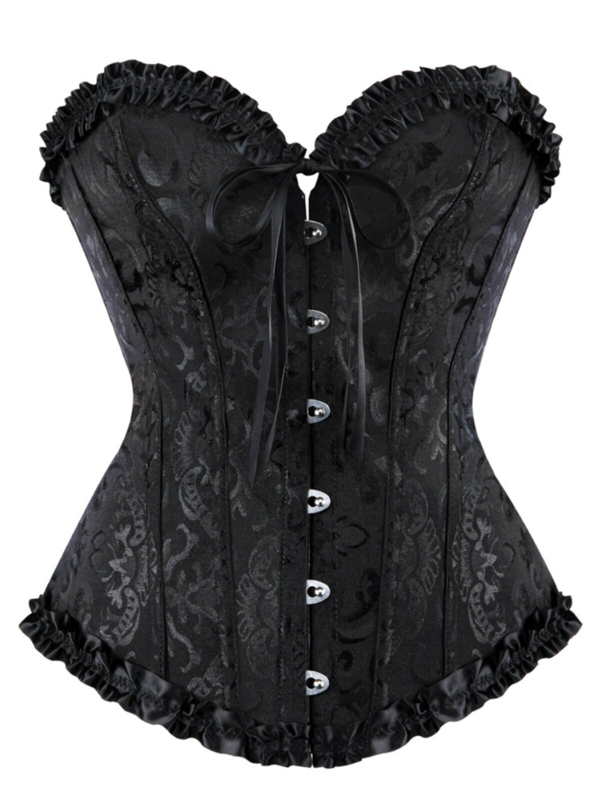 V-neck krujevalı jakkard korse və shapewear