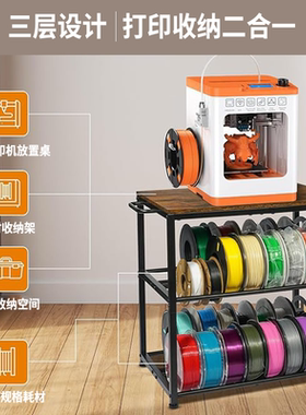 3d打印耗材收纳架可储存40卷耗材可移动打印机收纳桌带顶板置物架