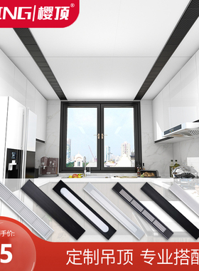 蜂窝浴霸凉霸专用大板白色黑色格75x600栅条延伸板10x60造型条灯