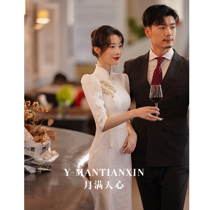 敬酒服旗袍2023新款秋夏复古中式订婚礼服鱼尾高级新娘领证连衣裙