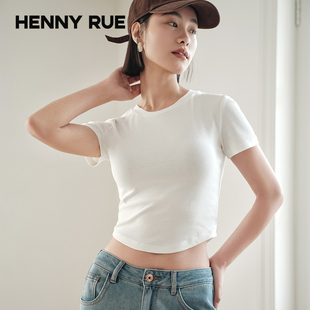 RUE露脐上衣2024春夏短袖 HENNY 女小众紧身T恤