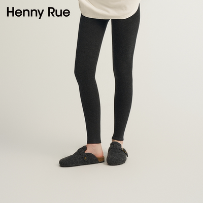 HENNY RUE亨尼露秋冬女士高腰显瘦保暖九分含羊毛打底裤修身长裤