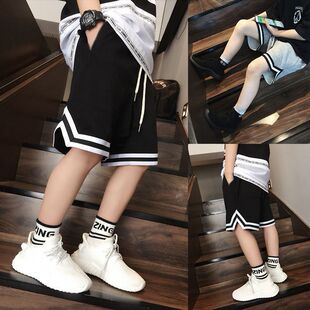 美式篮球短裤男童夏季高街潮牌宽松侧开叉训练运动五分裤百搭休闲