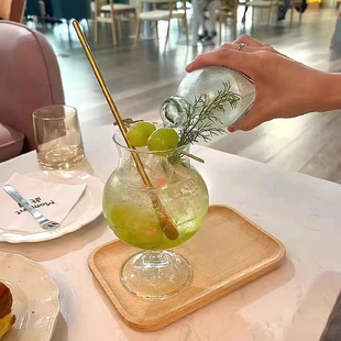 ins网红餐厅玻璃杯高颜值韩风咖啡馆奶昔杯苏打水杯气泡杯果汁杯