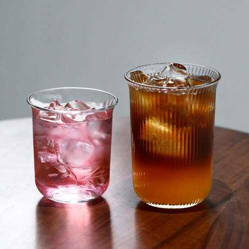 简约宽口透明玻璃鸡尾酒杯冰美式咖啡杯拿铁杯微醺酒杯水杯冷饮杯
