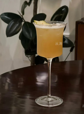 法式复古反口红酒杯ins简约高脚葡萄酒杯水晶反口古典专业调酒杯