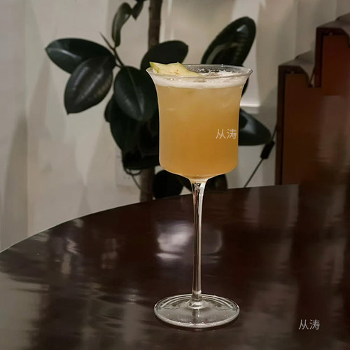 法式复古反口红酒杯ins简约高脚葡萄酒杯水晶反口古典专业调酒杯