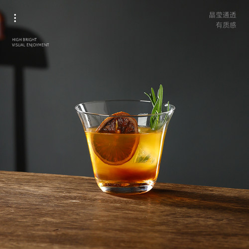 复古风厚底古典玻璃杯水杯简约咖啡杯拿铁杯高颜值冷饮杯鸡尾酒杯