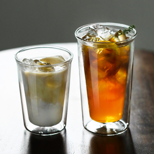双层玻璃咖啡杯透明高硼硅隔热冰美式拿铁杯奶茶果汁杯加厚水杯子