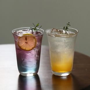 加厚阔口玻璃杯耐热冰美式咖啡杯阔口果汁奶茶杯莫吉托鸡尾酒杯子