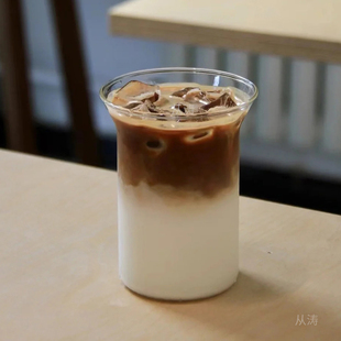 复古咖啡店高硼硅玻璃杯扩口耐热咖啡杯冰美式拿铁杯轻薄果茶杯子