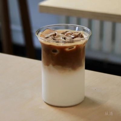 复古咖啡店高硼硅玻璃杯扩口耐热咖啡杯冰美式拿铁杯轻薄果茶杯子