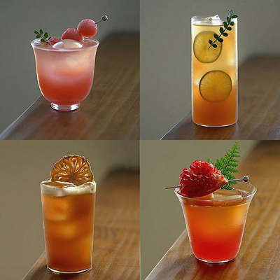 日式木村超薄玻璃杯柯林杯长饮杯海波杯鸡尾酒杯咖啡杯威士忌杯子