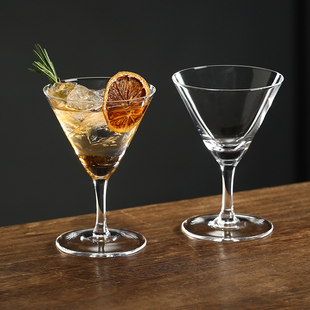 日式木村手工干马天尼杯矮脚鸡尾酒杯高三角杯水晶玻璃果汁特调杯