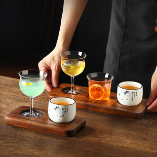 创意咖啡杯托盘一豆三喝杯盘实木三孔咖啡木托盘一茶三喝木质托盘