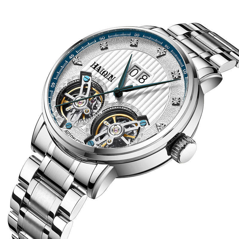 瑞士正品海琴手表男机械表男全自动双陀飞轮男士手表防水学生韩版